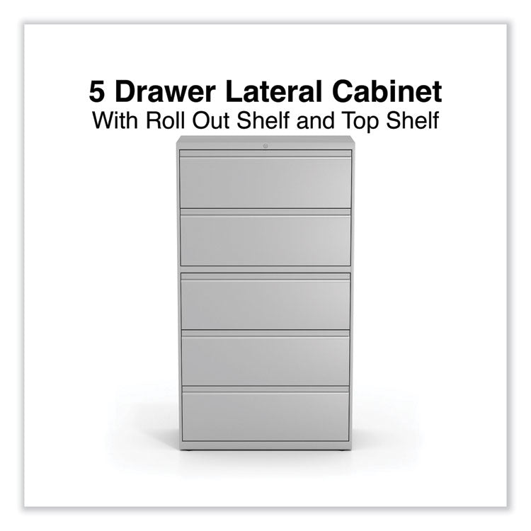 Alera® Lateral File, 5 Legal/Letter/A4/A5-Size File Drawers, Light Gray, 36" x 18.63" x 67.63" (ALEHLF3667LG) Each