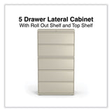 Alera® Lateral File, 5 Legal/Letter/A4/A5-Size File Drawers, Putty, 36" x 18.63" x 67.63" (ALEHLF3667PY)