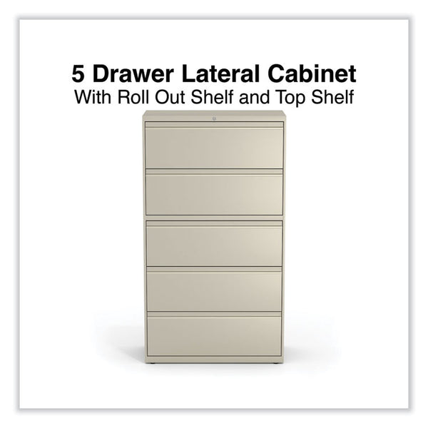 Alera® Lateral File, 5 Legal/Letter/A4/A5-Size File Drawers, Putty, 36" x 18.63" x 67.63" (ALEHLF3667PY)