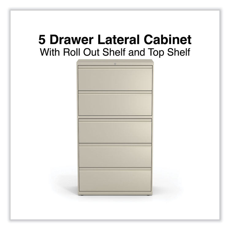 Alera® Lateral File, 5 Legal/Letter/A4/A5-Size File Drawers, Putty, 36" x 18.63" x 67.63" (ALEHLF3667PY)