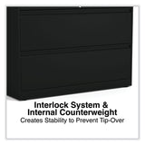 Alera® Lateral File, 2 Legal/Letter-Size File Drawers, Black, 42" x 18.63" x 28" (ALEHLF4229BL)