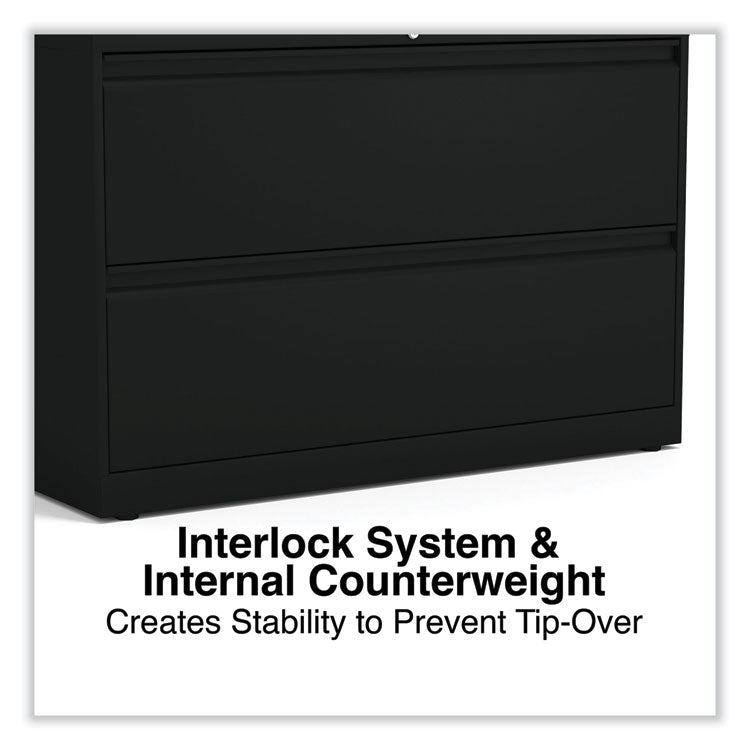 Alera® Lateral File, 2 Legal/Letter-Size File Drawers, Black, 42" x 18.63" x 28" (ALEHLF4229BL)