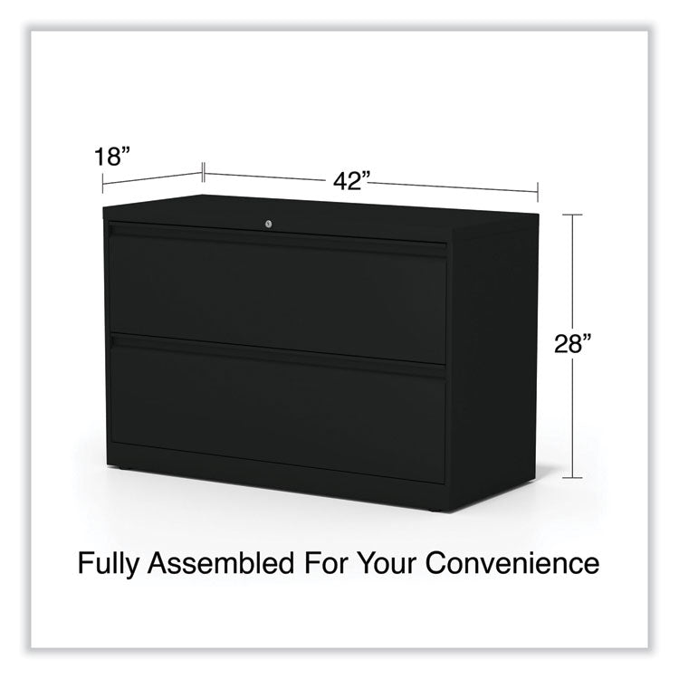 Alera® Lateral File, 2 Legal/Letter-Size File Drawers, Black, 42" x 18.63" x 28" (ALEHLF4229BL)