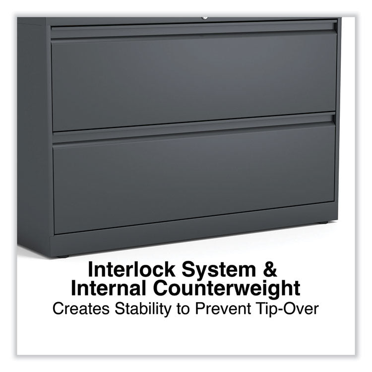 Alera® Lateral File, 2 Legal/Letter-Size File Drawers, Charcoal, 42" x 18.63" x 28" (ALEHLF4229CC)