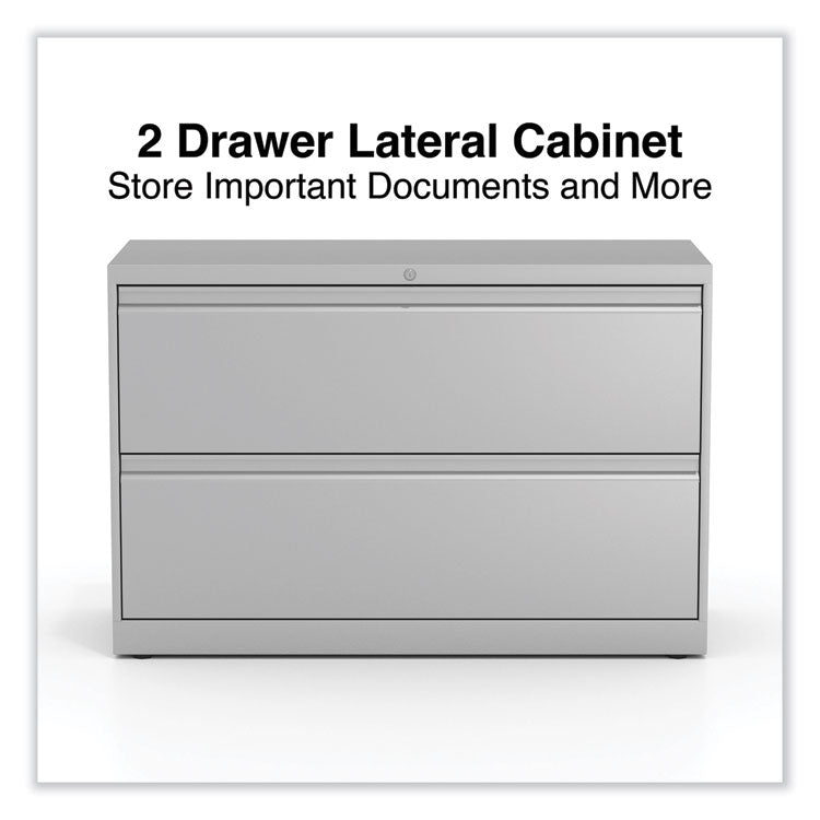 Alera® Lateral File, 2 Legal/Letter-Size File Drawers, Light Gray, 42" x 18.63" x 28" (ALEHLF4229LG)