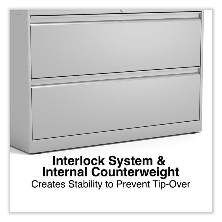 Alera® Lateral File, 2 Legal/Letter-Size File Drawers, Light Gray, 42" x 18.63" x 28" (ALEHLF4229LG)