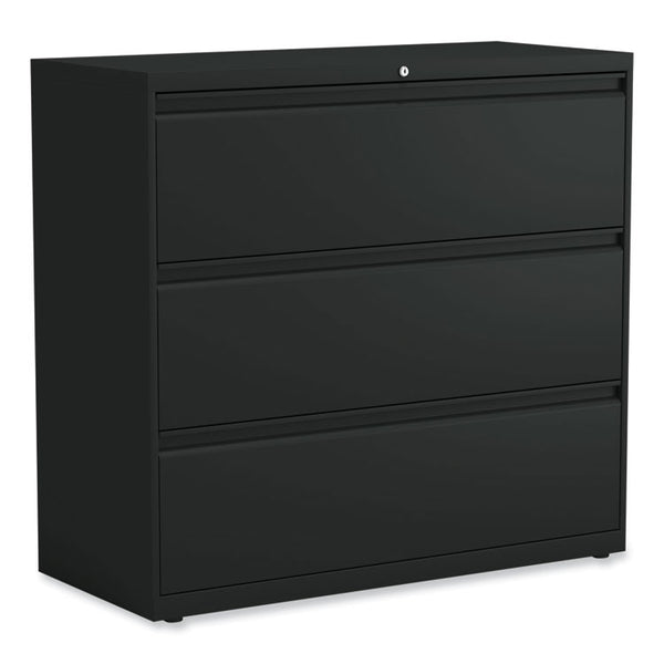 Alera® Lateral File, 3 Legal/Letter/A4/A5-Size File Drawers, Black, 42" x 18.63" x 40.25" (ALEHLF4241BL)