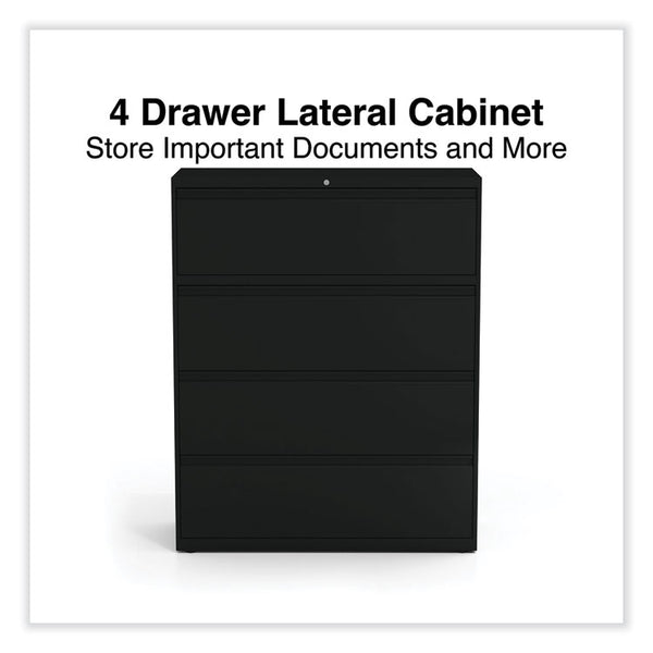 Alera® Lateral File, 4 Legal/Letter-Size File Drawers, Black, 42" x 18.63" x 52.5" (ALEHLF4254BL)
