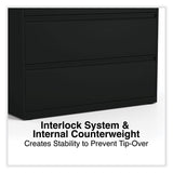 Alera® Lateral File, 4 Legal/Letter-Size File Drawers, Black, 42" x 18.63" x 52.5" (ALEHLF4254BL)