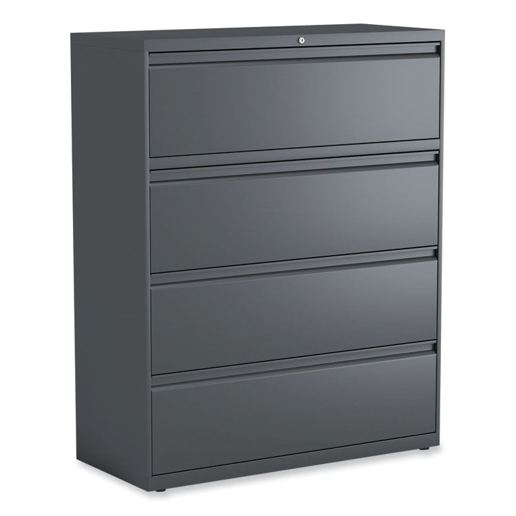 Alera® Lateral File, 4 Legal/Letter/A4/A5-Size File Drawers, Charcoal, 42" x 18.63" x 52.5" (ALEHLF4254CC)