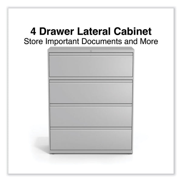 Alera® Lateral File, 4 Legal/Letter-Size File Drawers, Light Gray, 42" x 18.63" x 52.5" (ALEHLF4254LG)