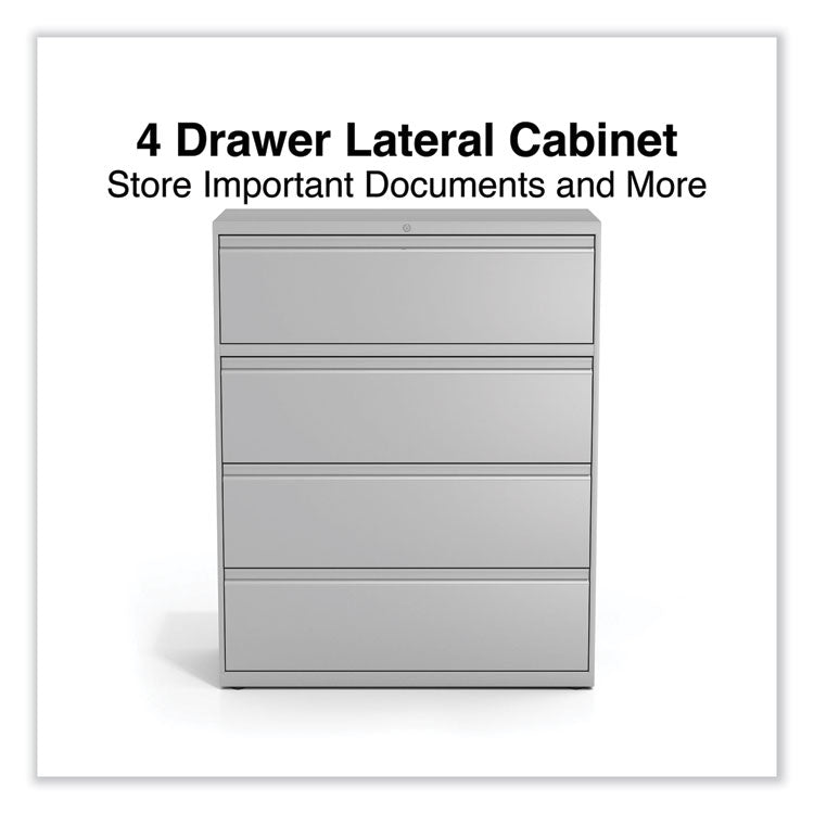 Alera® Lateral File, 4 Legal/Letter-Size File Drawers, Light Gray, 42" x 18.63" x 52.5" (ALEHLF4254LG) Each