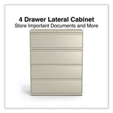 Alera® Lateral File, 4 Legal/Letter-Size File Drawers, Putty, 42" x 18.63" x 52.5" (ALEHLF4254PY)