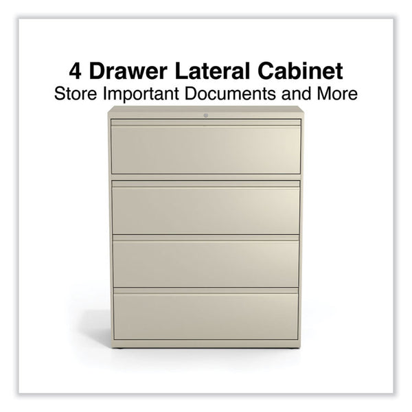 Alera® Lateral File, 4 Legal/Letter-Size File Drawers, Putty, 42" x 18.63" x 52.5" (ALEHLF4254PY)