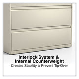 Alera® Lateral File, 4 Legal/Letter-Size File Drawers, Putty, 42" x 18.63" x 52.5" (ALEHLF4254PY)