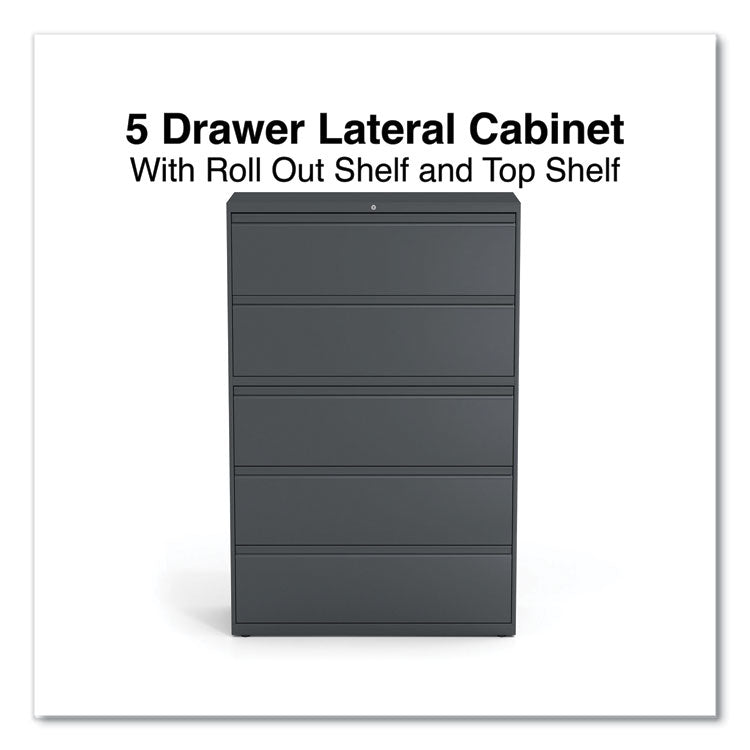 Alera® Lateral File, 5 Legal/Letter/A4/A5-Size File Drawers, Charcoal, 42" x 18.63" x 67.63" (ALEHLF4267CC)