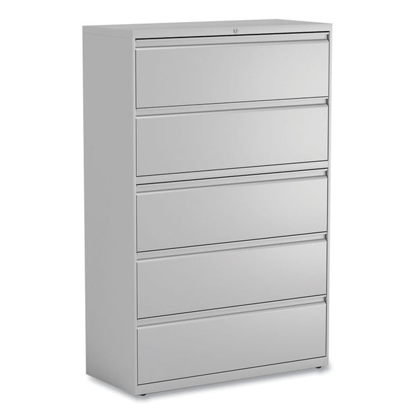 Alera® Lateral File, 5 Legal/Letter/A4/A5-Size File Drawers, 1 Roll-Out Posting Shelf, Light Gray, 42" x 18.63" x 67.63" (ALEHLF4267LG)