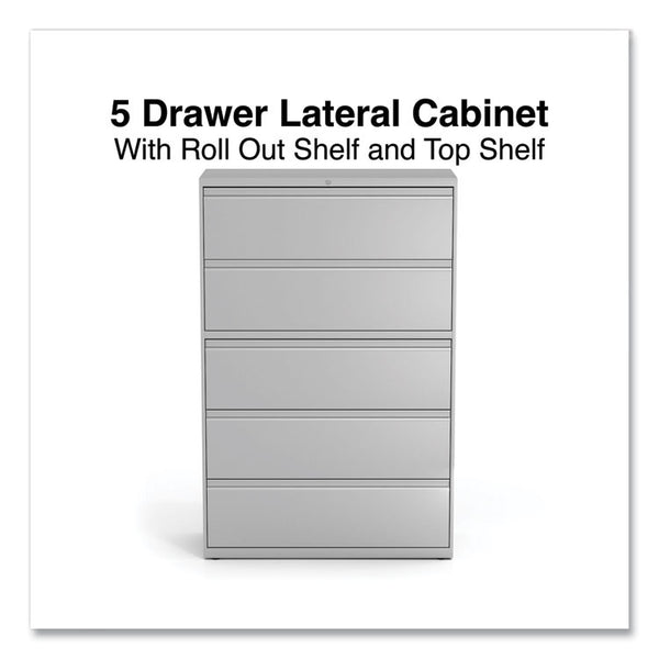 Alera® Lateral File, 5 Legal/Letter/A4/A5-Size File Drawers, 1 Roll-Out Posting Shelf, Light Gray, 42" x 18.63" x 67.63" (ALEHLF4267LG)