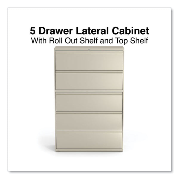 Alera® Lateral File, 5 Legal/Letter/A4/A5-Size File Drawers, Putty, 42" x 18.63" x 67.63" (ALEHLF4267PY)