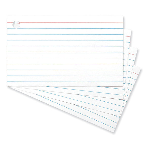 Universal® Ring Index Cards, Ruled, 3 x 5, White, 100/Pack (UNV47300)