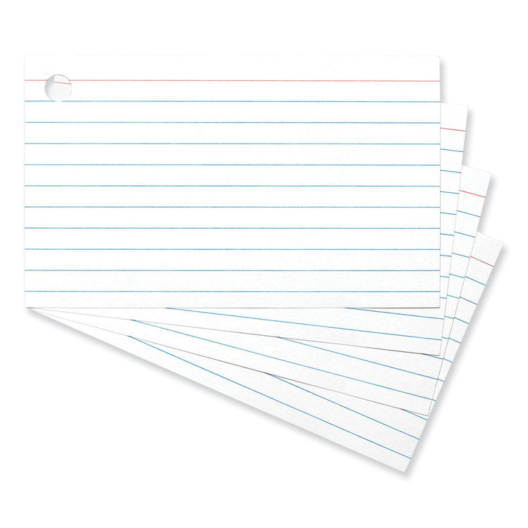 Universal® Ring Index Cards, Ruled, 3 x 5, White, 100/Pack (UNV47300)