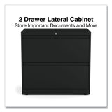 Alera® Lateral File, 2 Legal/Letter-Size File Drawers, Black, 30" x 18.63" x 28" (ALEHLF3029BL)