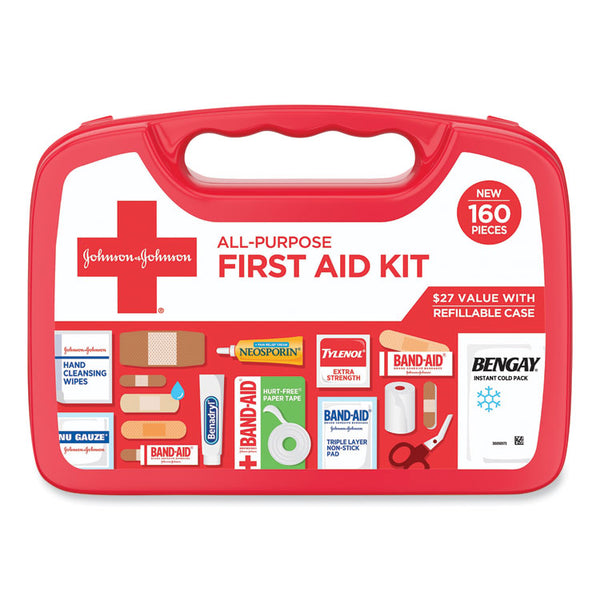Johnson & Johnson® Red Cross® All-Purpose First Aid Kit, 160 Pieces, Plastic Case (JOJ202045)