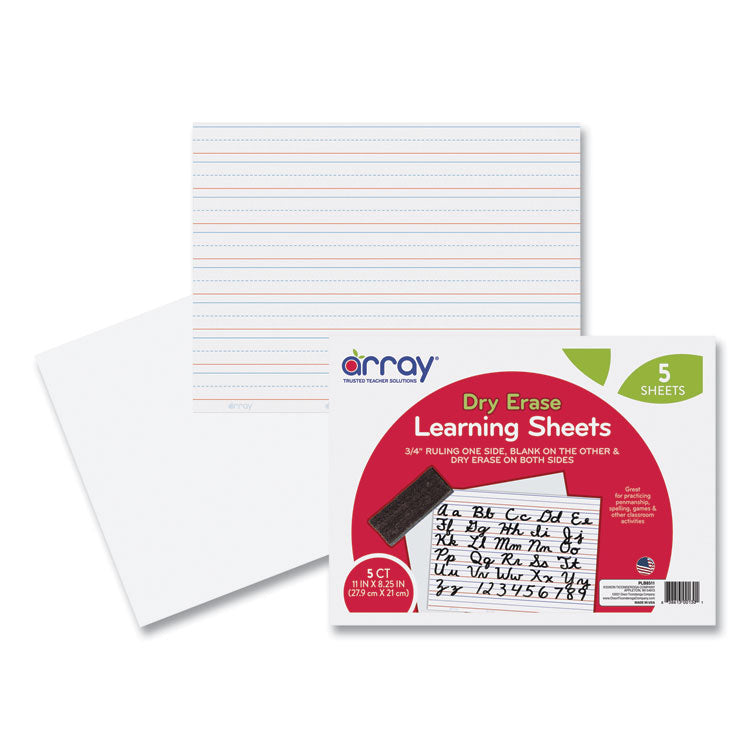 Pacon® GoWrite! Dry Erase Learning Boards, 8.25 x 11, White Surface, 5/Pack (PACLB8511)