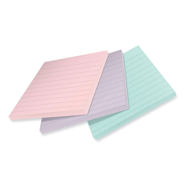 Post-it® Notes Super Sticky 100% Recycled Paper Super Sticky Notes, Ruled, 4" x 4", Wanderlust Pastels, 70 Sheets/Pad, 3 Pads/Pack (MMM675R3SSNRP) Pack of 3