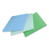 Post-it® Notes Super Sticky 100% Recycled Paper Super Sticky Notes, Ruled, 4" x 4", Oasis, 70 Sheets/Pad, 3 Pads/Pack (MMM675R3SST)