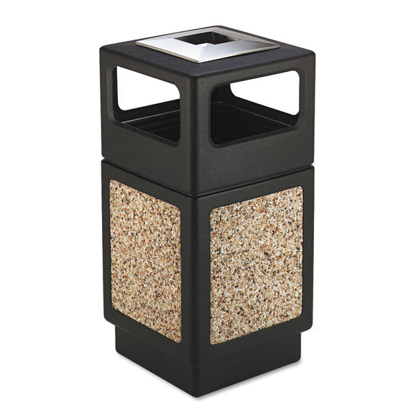 Safco® Canmeleon Aggregate Panel Receptacles, 38 gal, Polyethylene/Stainless Steel, Black (SAF9473NC)