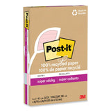 Post-it® Notes Super Sticky 100% Recycled Paper Super Sticky Notes, Ruled, 4" x 6", Wanderlust Pastels, 45 Sheets/Pad, 4 Pads/Pack (MMM4621R4SSNRP)