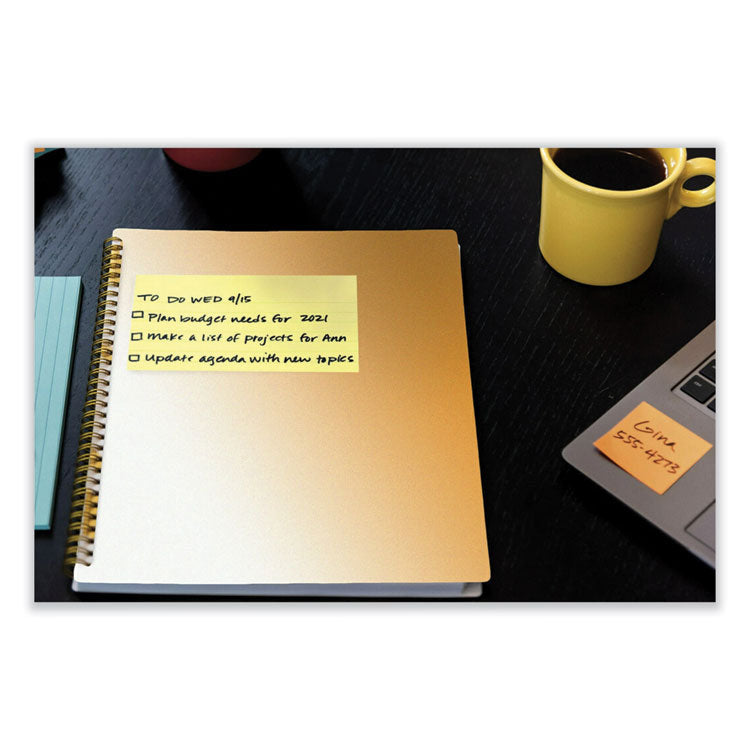 Post-it® Notes Super Sticky 100% Recycled Paper Super Sticky Notes, 3" x 5", Canary Yellow, 70 Sheets/Pad, 12 Pads/Pack (MMM655R12SSCY) Pack of 12