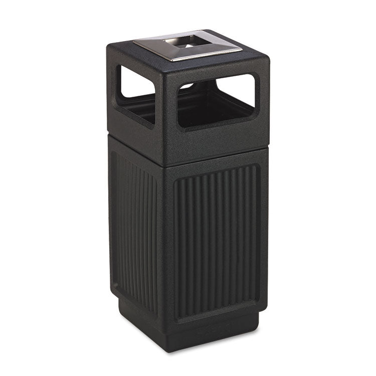 Safco® Canmeleon Recessed Panel Receptacles, 15 gal, Polyethylene, Black (SAF9474BL) Each