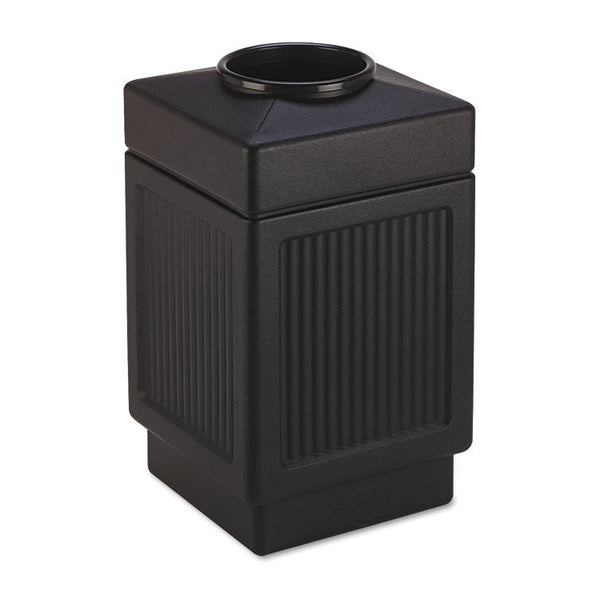 Safco® Canmeleon Recessed Panel Receptacles, Top-Open, 38 gal, Polyethylene, Black (SAF9475BL)