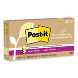 Post-it® Notes Super Sticky 100% Recycled Paper Super Sticky Notes, 3" x 3", Canary Yellow, 70 Sheets/Pad, 6 Pads/Pack (MMMR330R6SSCY) Pack of 12