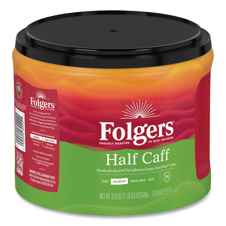 Folgers® Coffee, Half Caff, 22.6 oz Canister, 6/Carton (FOL20527CT) Case of 6