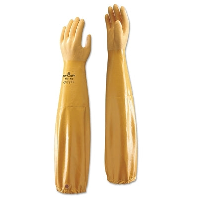 Showa 772 Nitrile Gloves, 26 in Cuff, Cotton Lining, Large/9, Yellow, 12 mil (845-772L-09) 1 Pack