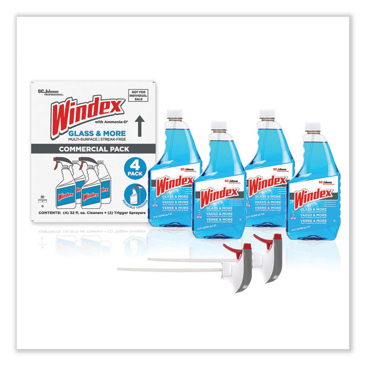 Windex® Original Glass Cleaner, Fresh Scent, 32 oz Spray Bottle, 4/Carton (SJN327171) Case of 4