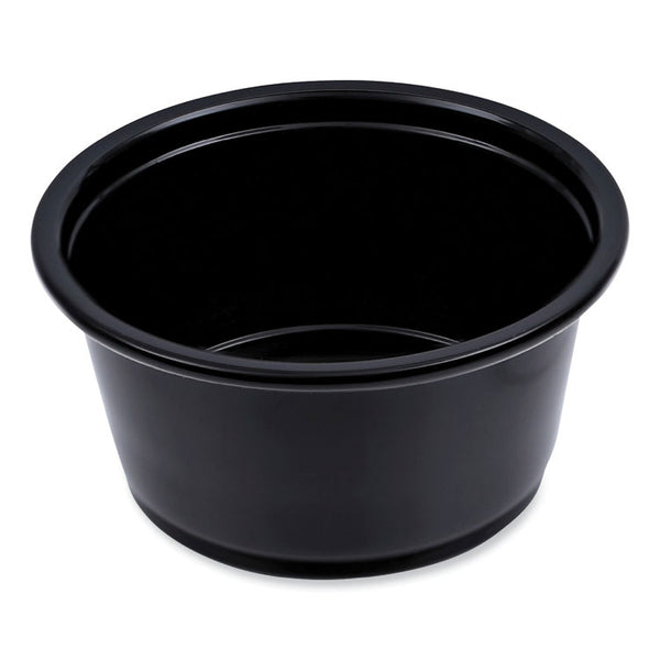 Boardwalk® Souffle/Portion Cups, 2 oz, Polypropylene, Black, 125 Cups/Sleeve, 20 Sleeves/Carton (BWKPRTN2BL)