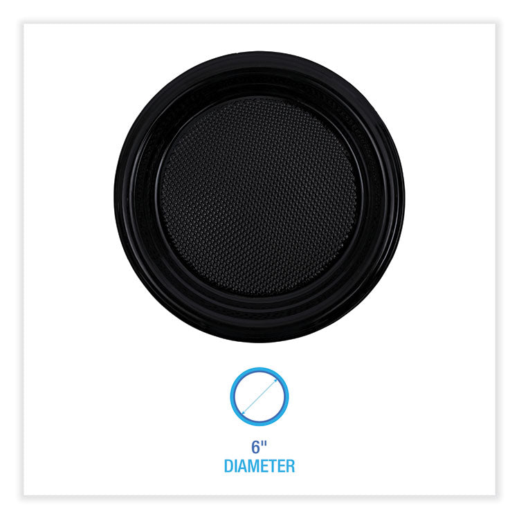 Boardwalk® Hi-Impact Plastic Dinnerware, Plate, 6" dia, Black, 1,000/Carton (BWKPLTHIPS6BL)