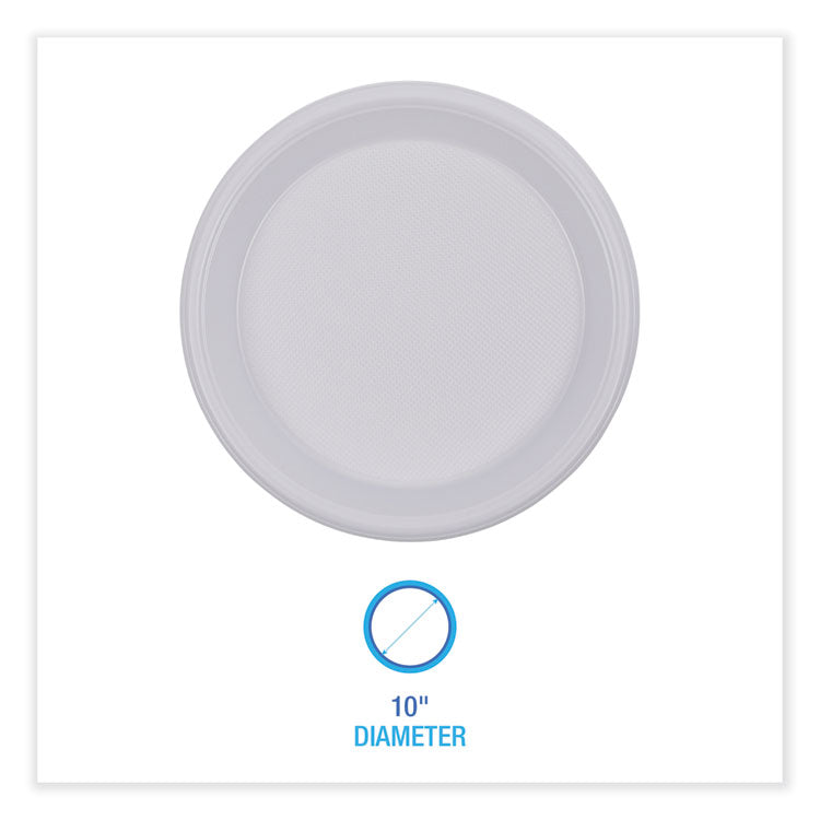 Boardwalk® Hi-Impact Plastic Dinnerware, Plate, 10" dia, White, 500/Carton (BWKPLHIPS10WH)