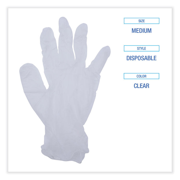 Boardwalk® General Purpose Vinyl Gloves, Powder/Latex-Free, 2.6 mil, Medium, Clear, 100/Box (BWK365MBX)