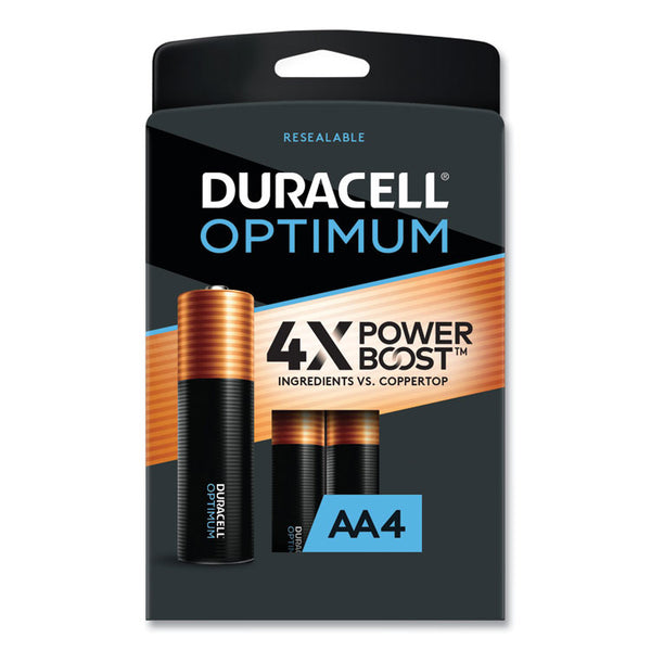 Duracell® Optimum Alkaline AA Batteries, 4/Pack (DUROPT1500B4PRT) Pack of 4