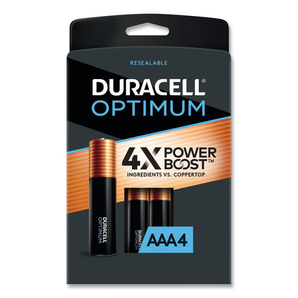 Duracell® Optimum Alkaline AAA Batteries, 4/Pack (DUROPT2400B4PRT) Pack of 4