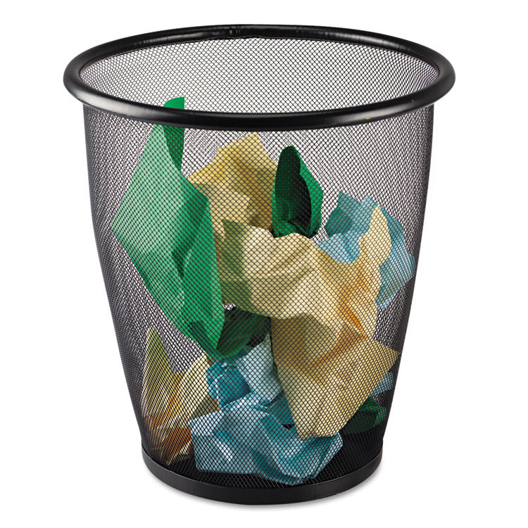 Safco® Onyx Round Mesh Wastebaskets, 5 gal, Steel Mesh, Black (SAF9717BL) Each