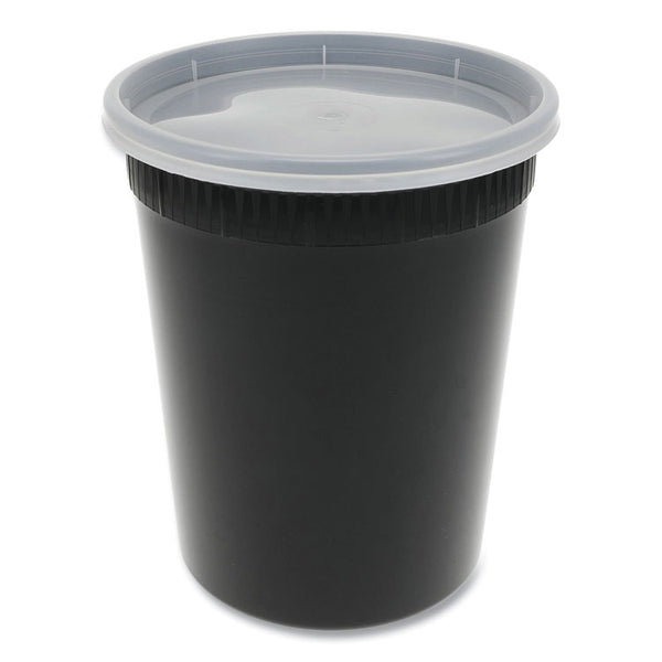 Pactiv Evergreen Newspring DELItainer Microwavable Container, 32 oz, 4.55 x 4.55 x 5.55, Black/Clear, Plastic, 240/Carton (PCTYSD2532B) Case of 240