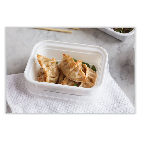 Pactiv Evergreen Newspring VERSAtainer Microwavable Containers, Rectangular, 12 oz, 4.5 x 5.5 x 2.12, White/Clear, Plastic, 150/Carton (PCTNC818) Case of 150
