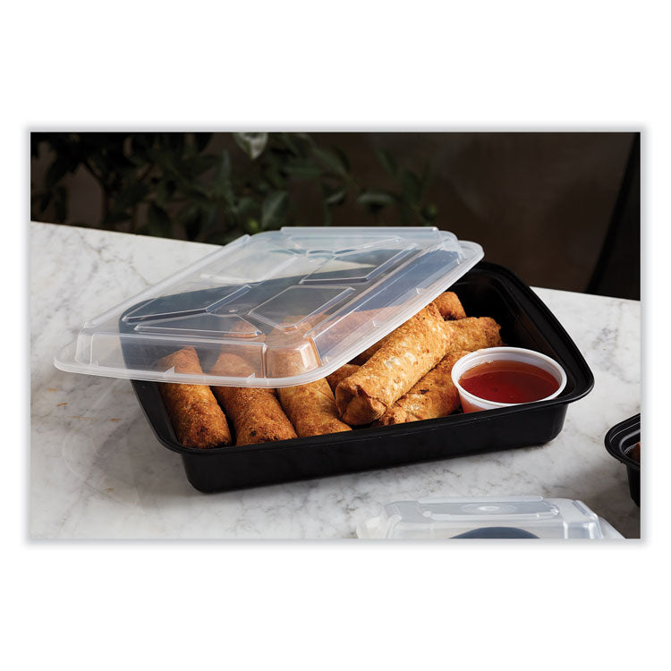 Pactiv Evergreen Newspring VERSAtainer Microwavable Containers, Rectangular, 58 oz, 8.5 x 11.5 x 2.5, Black/Clear, Plastic, 150/Carton (PCTNC989B) Case of 150