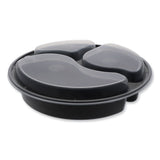 Pactiv Evergreen Newspring VERSAtainer Microwavable Containers, Round, 3-Compartment, 39 oz, 9 x 9 x 2.25, Black/Clear, Plastic, 150/Carton (PCTNC9388B) Case of 150